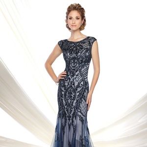 IVONNE D 116D31 Navy Beaded Formal Mother of the Bride Dress